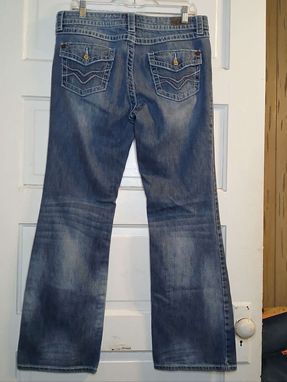 Harley Davidson Bootcut Jeans Womens Size 12 Medium Wash Flap Pocket Y2K - Picture 2 of 14
